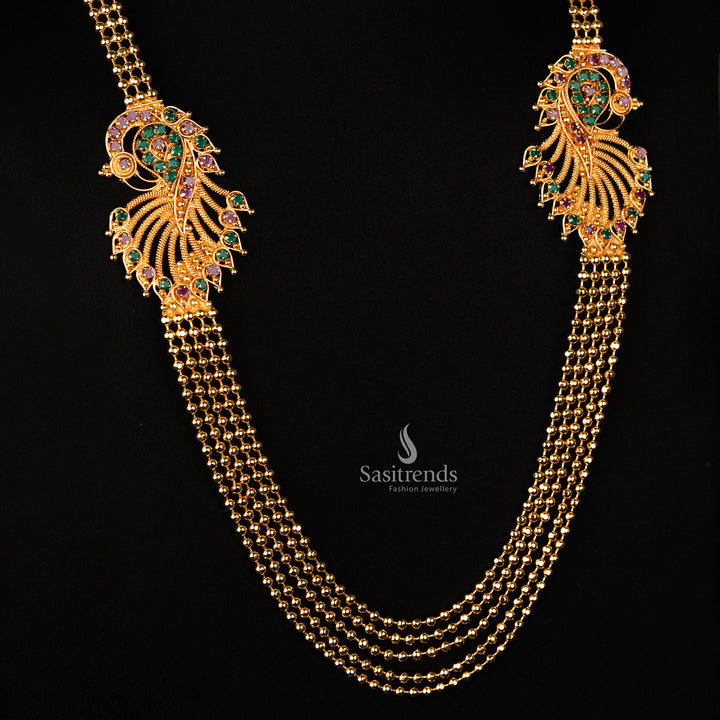 Traditional brass ruby green necklace perfect for special occasions - Sasitrends