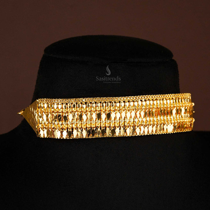 Attractive Kerala Style One Gram Micro Gold Plated Elakka Thali Choker - Sasitrends