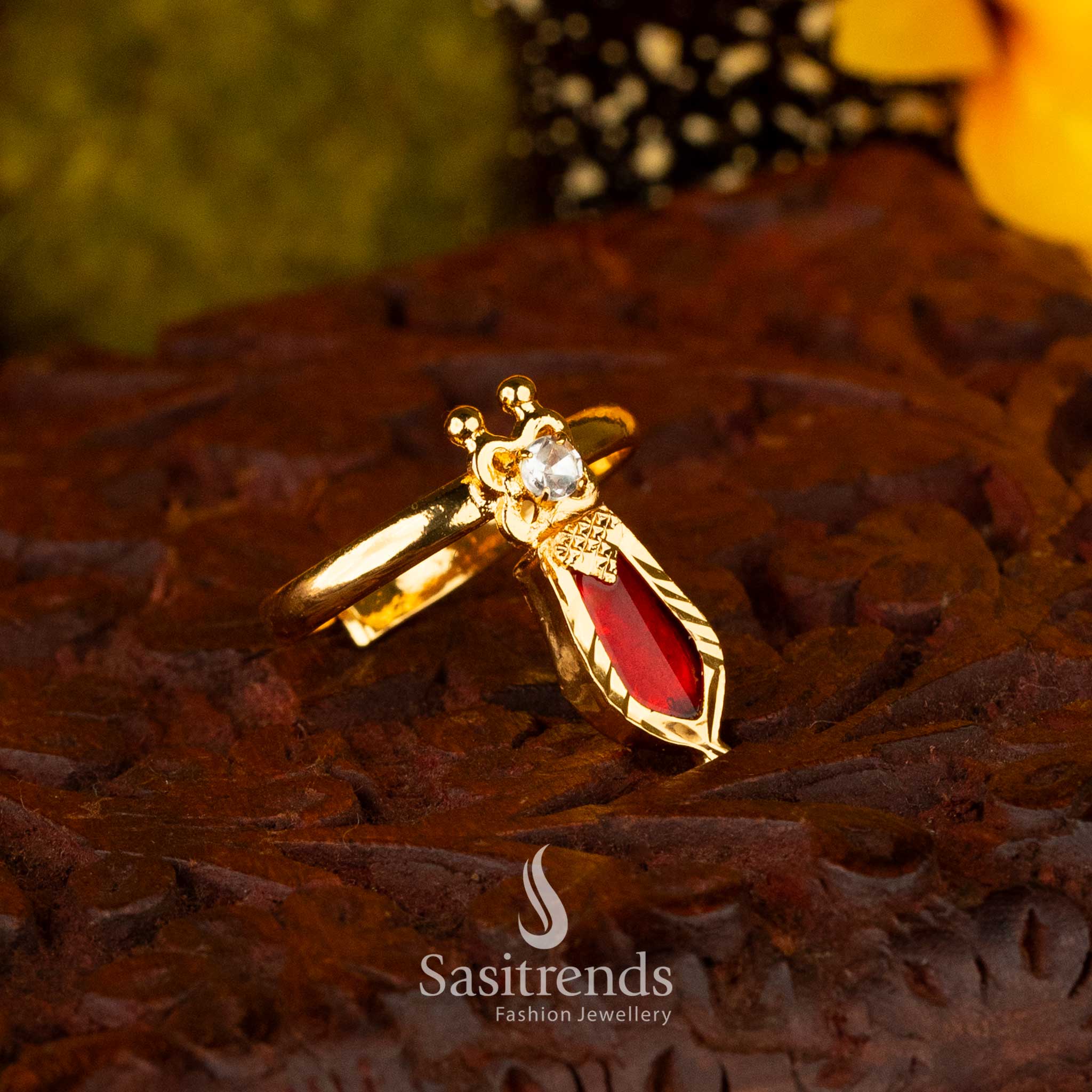 Guaranteed Kerala Micro Gold Plated Red Nagapadam adjustable rings - Sasitrends





