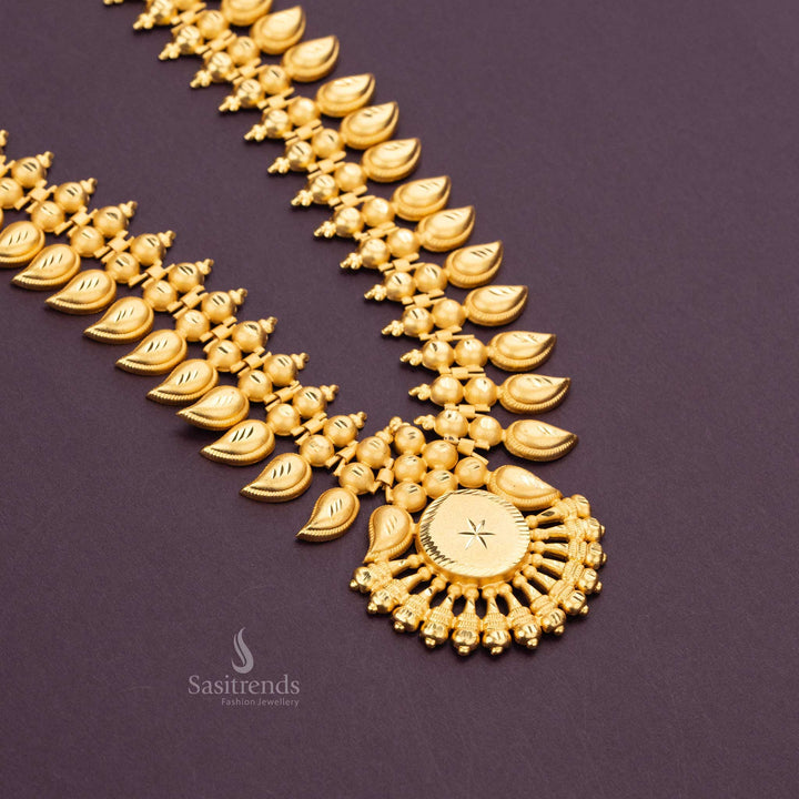 Traditional guaranteed micro gold plated forming gold plated kerala long haram necklace sasitrends