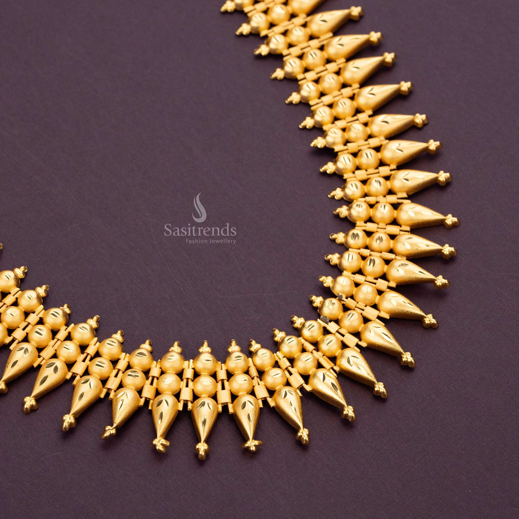 Elegant micro gold plated forming gold kerala mullapoo designer necklace sasitrends