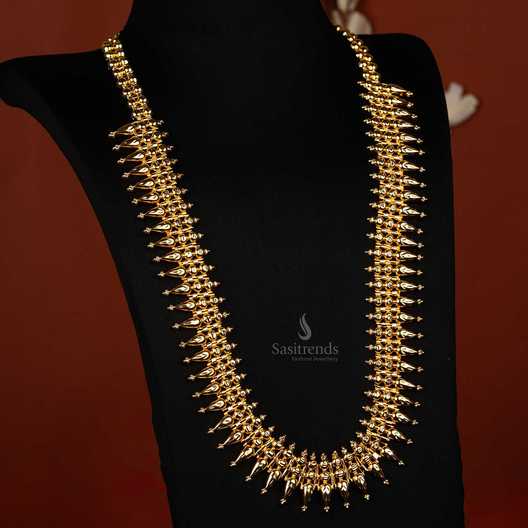 Luxurious Mullapoo long necklace in micro gold plating for Kerala weddings