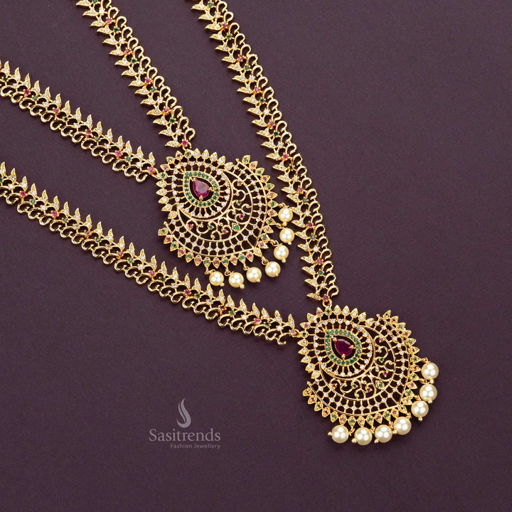 Traditional Micro Gold Plated American Diamond Combo Jewellery Set for Special Occasions Design Sasitrends