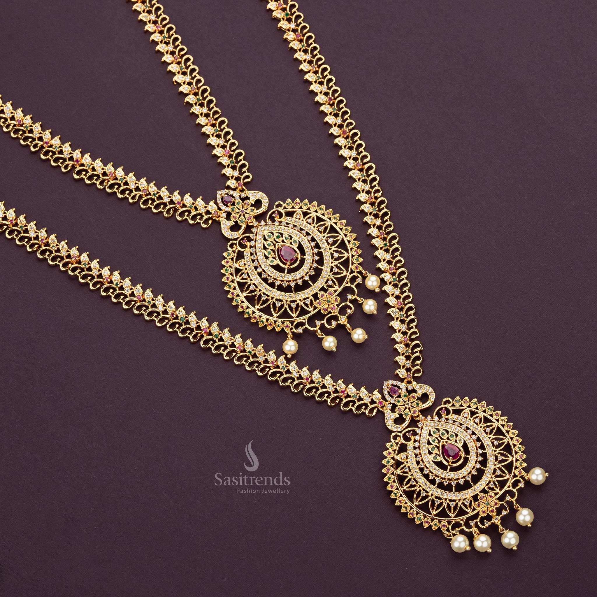 Traditional Micro Gold Plated Floral Necklace Combo Jewellery Set Sasitrends