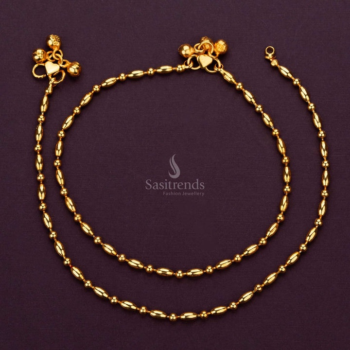 Elegant Guaranteed Micro Gold Plated Anklets with oval magnetic and bead design - Sasitrends