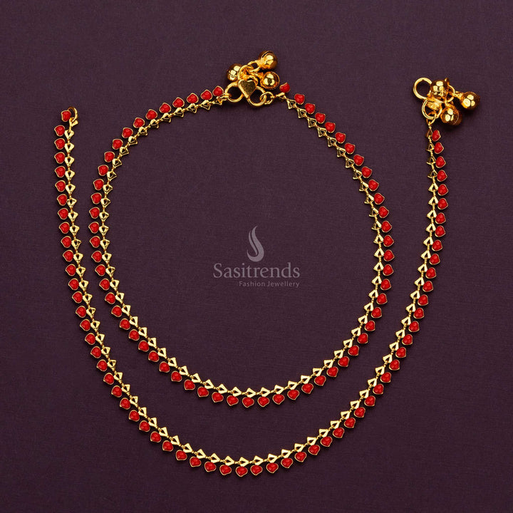 Mango design pavalam stone micro gold plated anklets for traditional elegance - Sasitrends