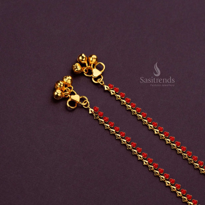 Elegant pavalam stone anklets with guaranteed micro gold plating for durability - Sasitrends