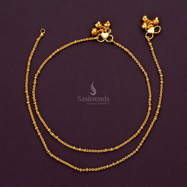 Elegant thin chain micro gold-plated anklets for women, ideal for traditional occasions - Sasitrends