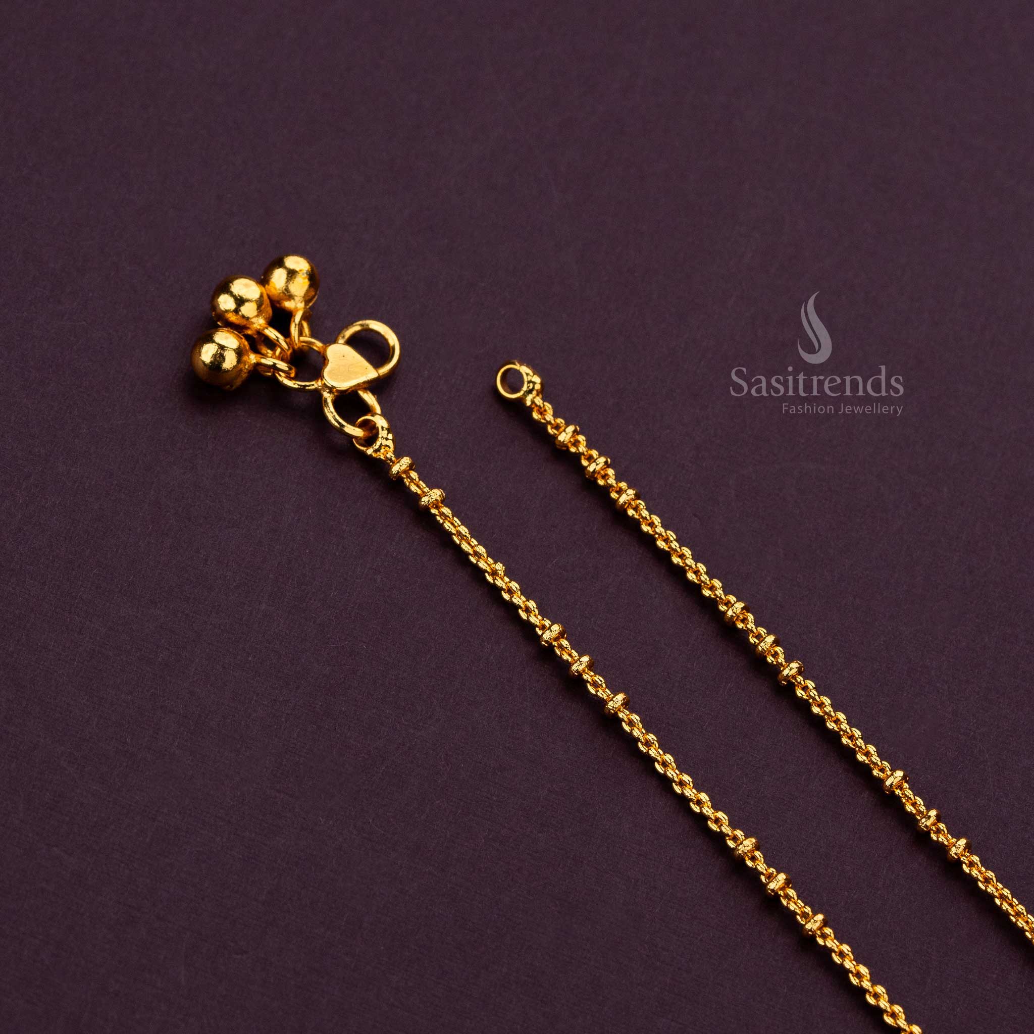 Guaranteed One gram micro gold-plated anklet with premium brass, perfect for festivals and weddings - Sasitrends