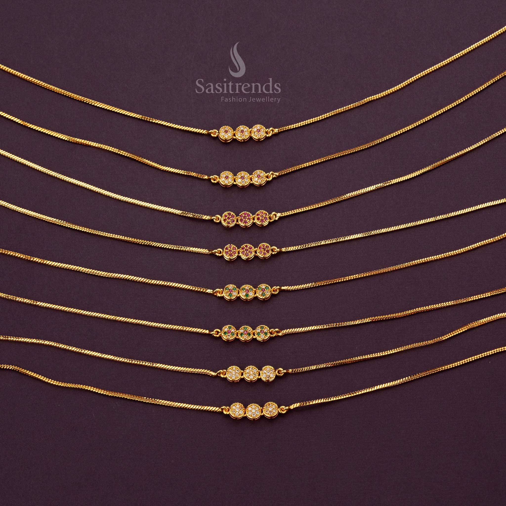 Luxurious micro gold-plated anklets with intricate AD stone accents - Sasitrends