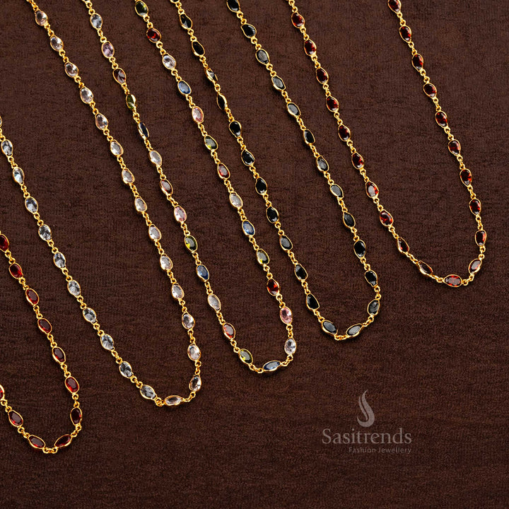 Traditional oval designer chain with vibrant stones for any occasion sasitrends