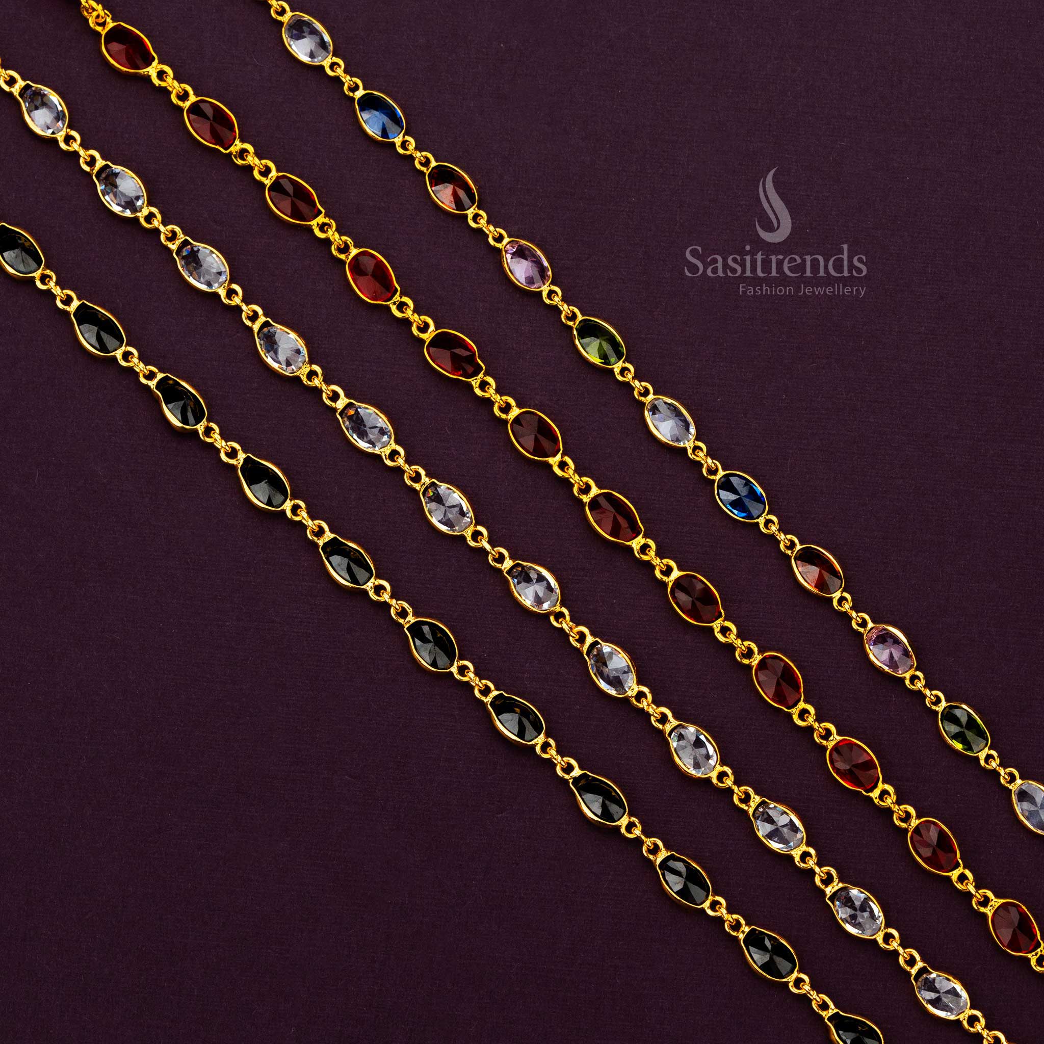 Elegant oval designer chain with vibrant stones for any occasion sasitrends