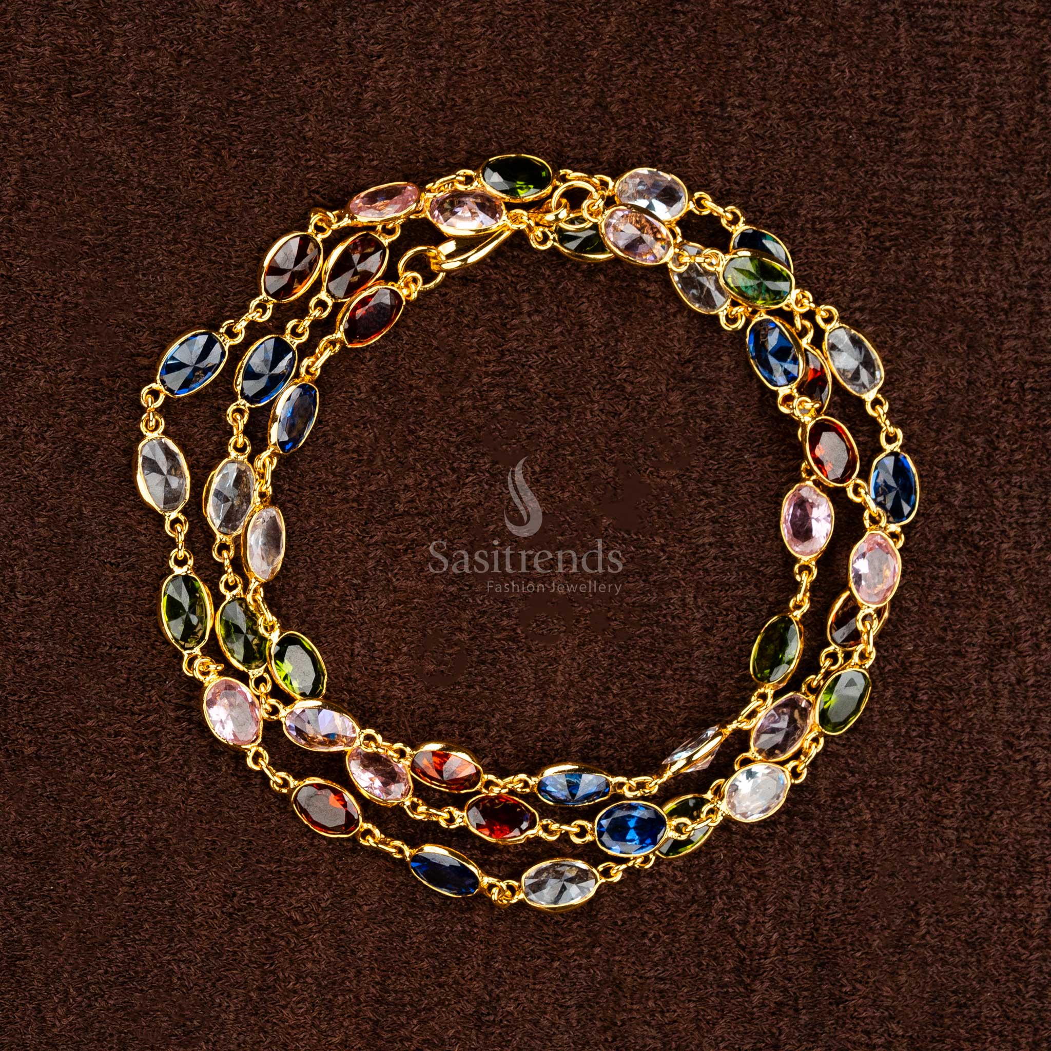 Stunning oval designer Multi chain with vibrant stones for any occasion sasitrends