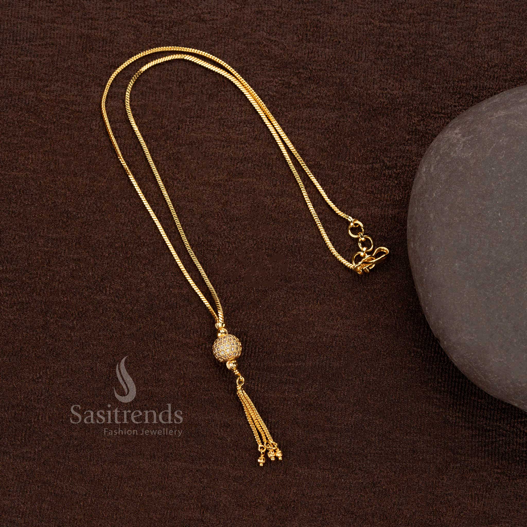 Designer pendant necklace with ethnic ball design, micro gold plated - Sasitrends