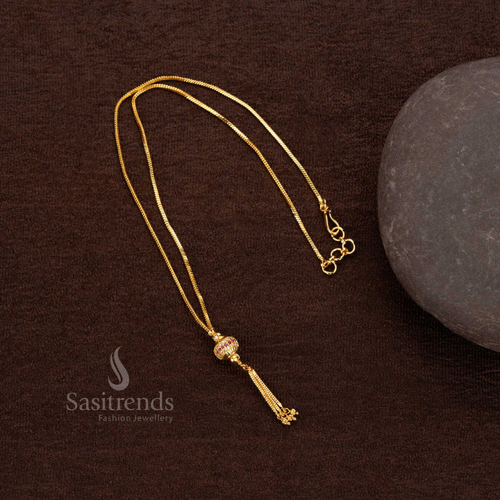 Gold-plated traditional necklace with unique ethnic ball pendant - Sasitrends