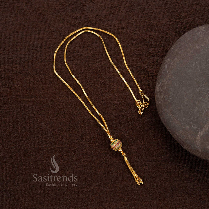 Traditional micro gold-plated necklace featuring a ball pendant design - Sasitrends