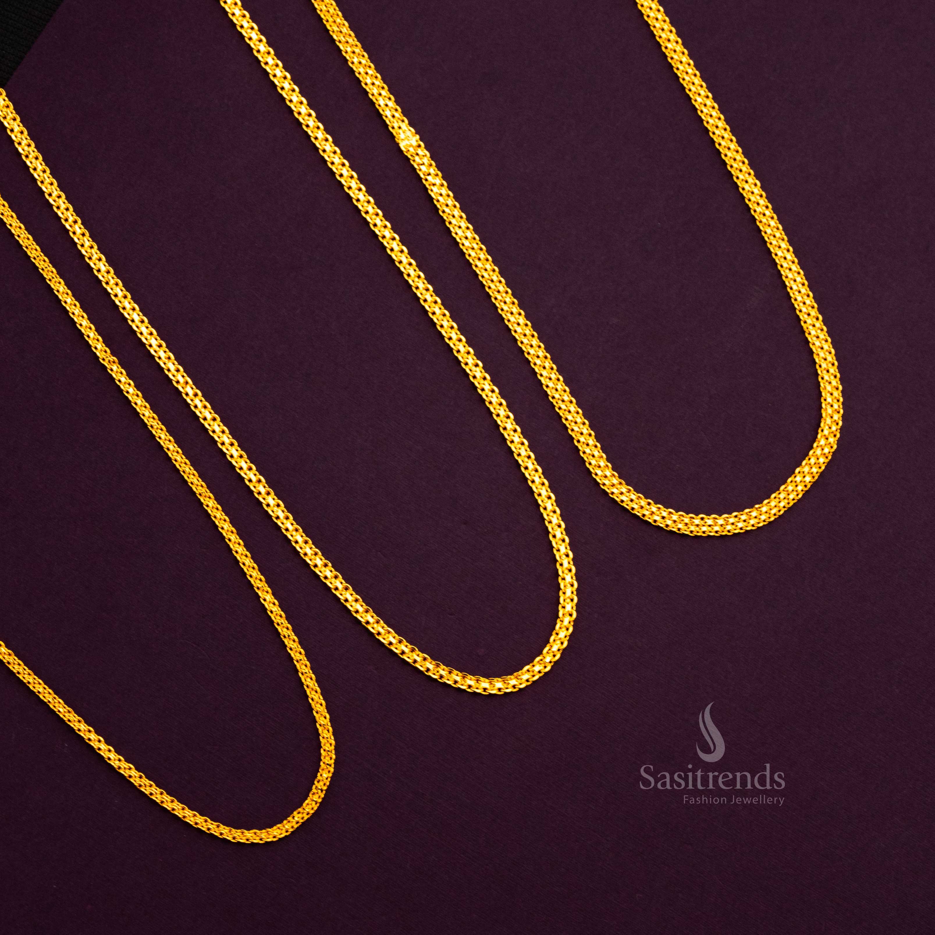 Guaranteed Micro Gold Plated Flat Chain – Thin, premium brass with 24K gold plating for a luxurious look