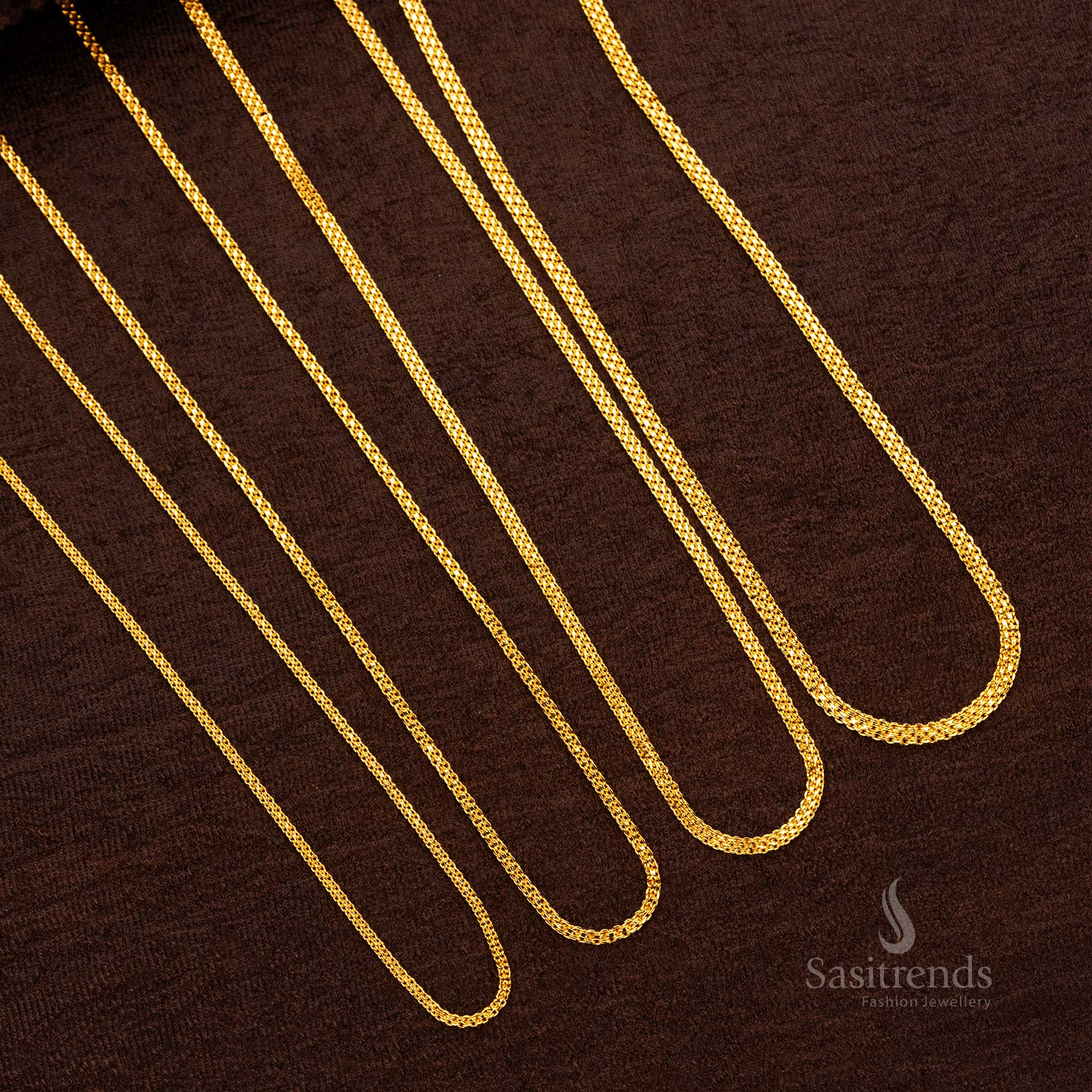 Guaranteed Micro Gold Plated Bismark Chain – Classic 1-gram design with intricate Bismark pattern for traditional occasions. - Sasitrends