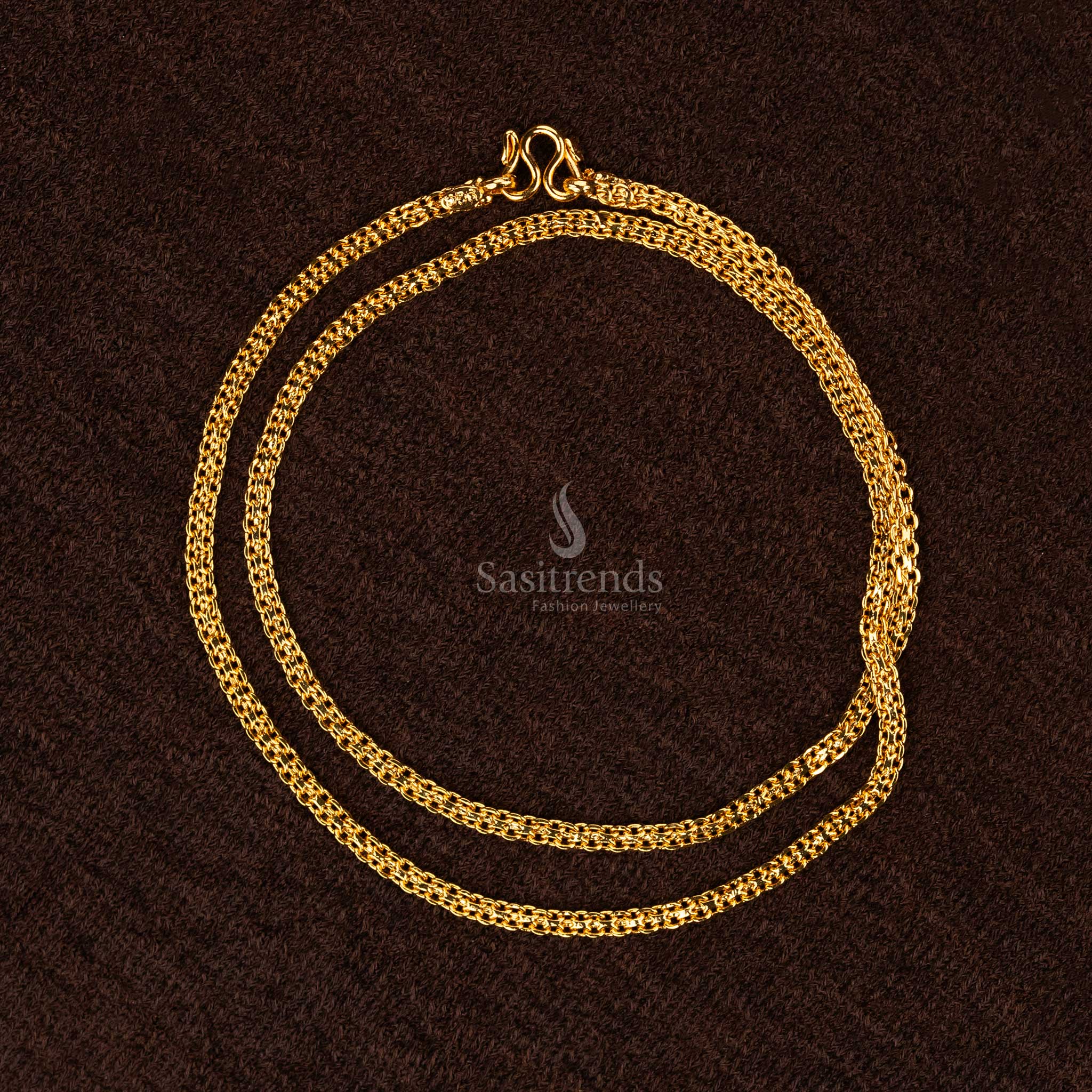 Thin Guaranteed Micro Gold Plated Bismark Chain – Classic 1-gram design with intricate Bismark pattern for traditional occasions - Sasitrends