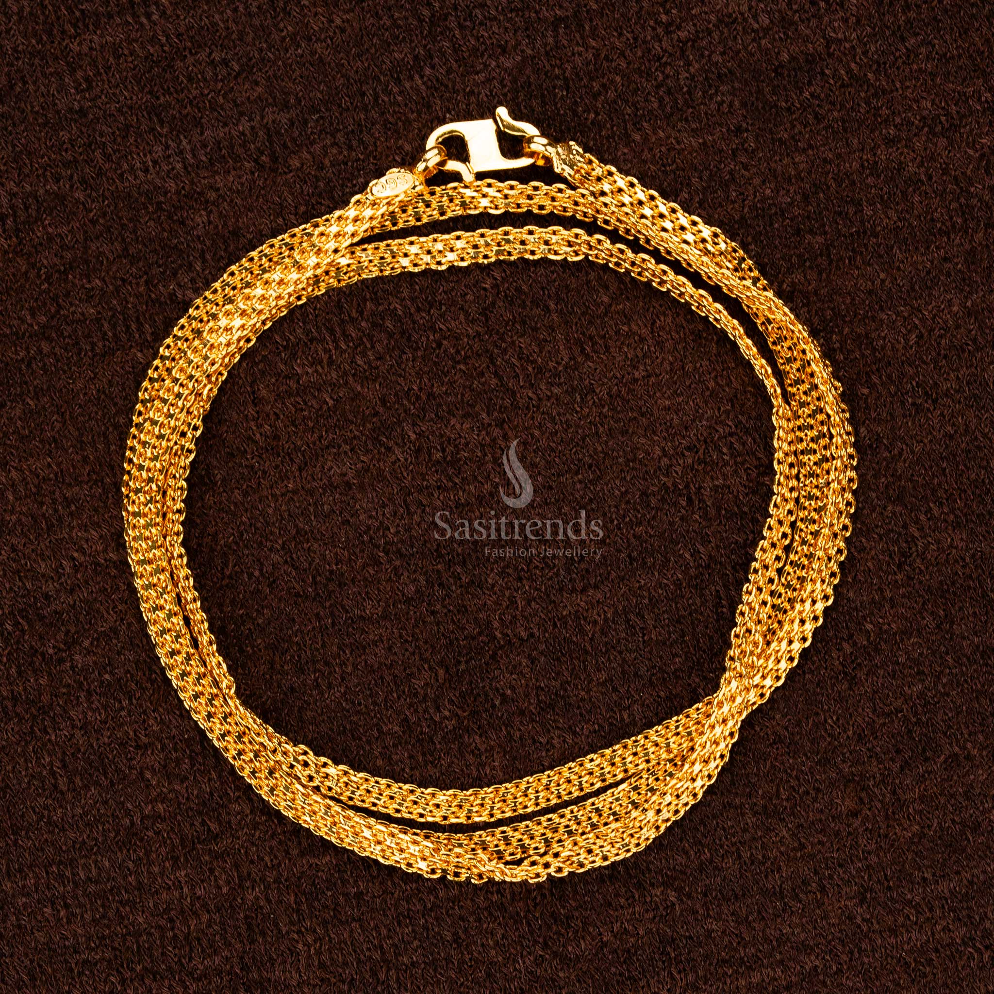 Medium Guaranteed Micro Gold Plated Bismark Chain – Opulent and bold 24-carat pure gold plated jewellery for festivals - Sasitrends