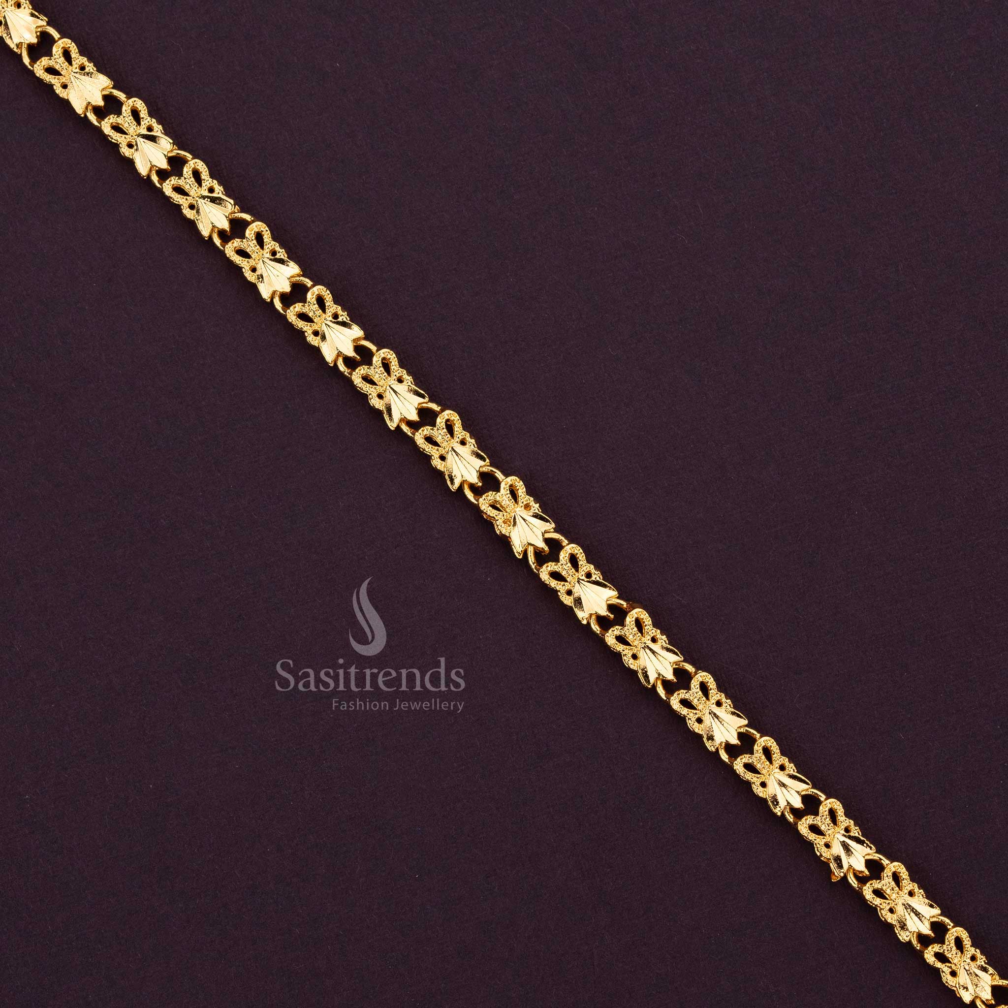 Intricate micro gold-plated bracelet featuring delicate floral patterns, adding a touch of sophistication and charm to any outfit - Sasitrends