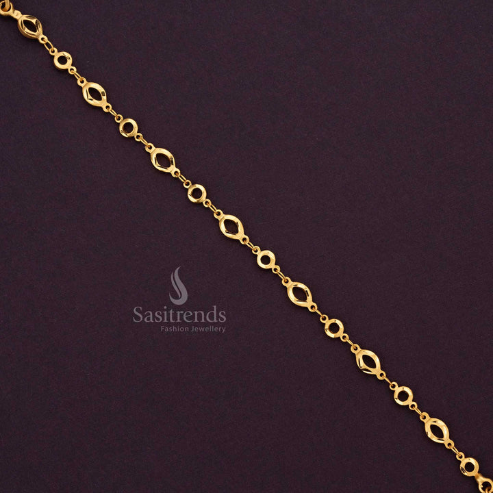 Stylish micro gold-plated round oval bracelet with intricate design for a modern look - Sasitrends