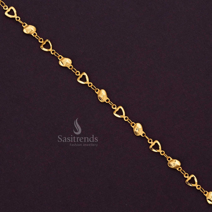 Beautifully crafted 24-carat micro gold-plated heart oval bracelet for teens, perfect for everyday wear - Sasitrends