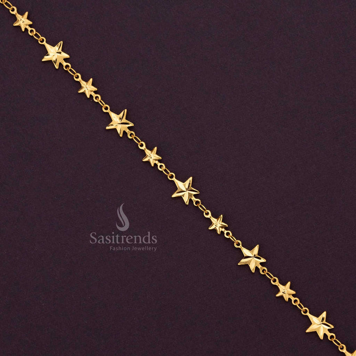 Micro gold-plated star bracelet with unique textures for a stylish statement - Sasitrends