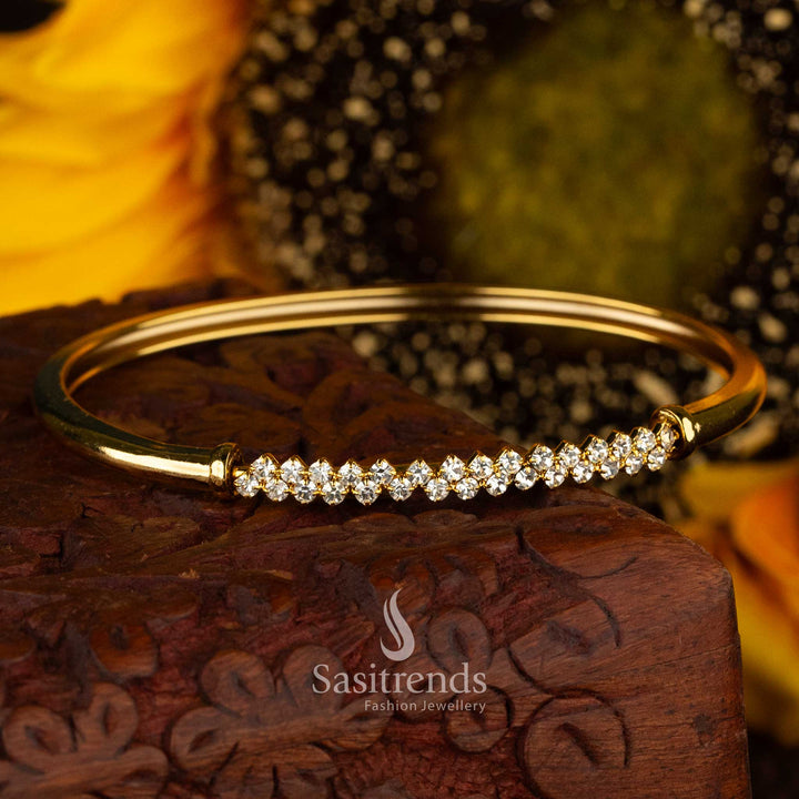 Sasitrends kada bracelet featuring an elegant line of white stones