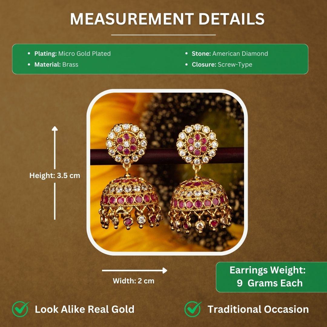 Micro Gold Plated Earrings Measurement Image - Sasitrends





