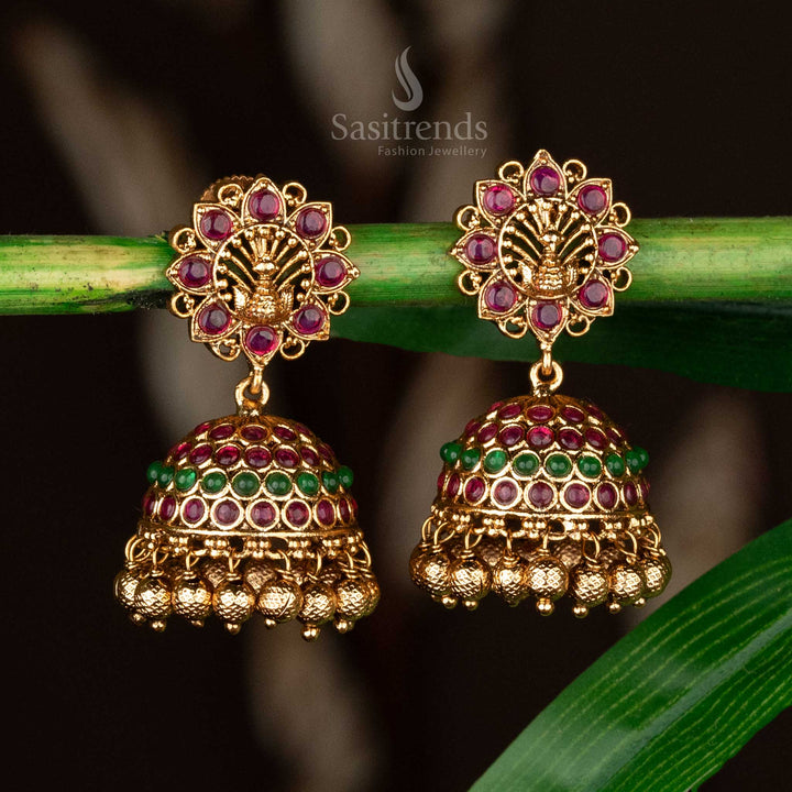 Premium festive wear temple earrings with a dome-shaped design - Sasitrends