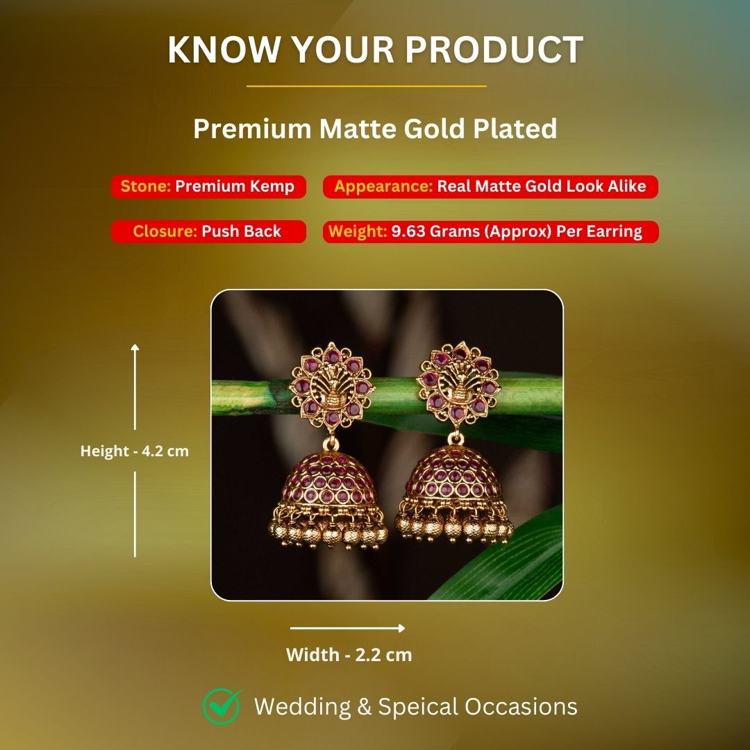 Matte Gold Plated Earrings Measurement Image - Sasitrends