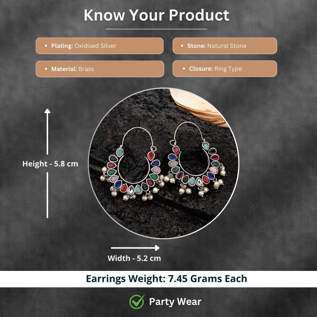 Oxidised Silver Earrings Measurement Image - Sasitrends
