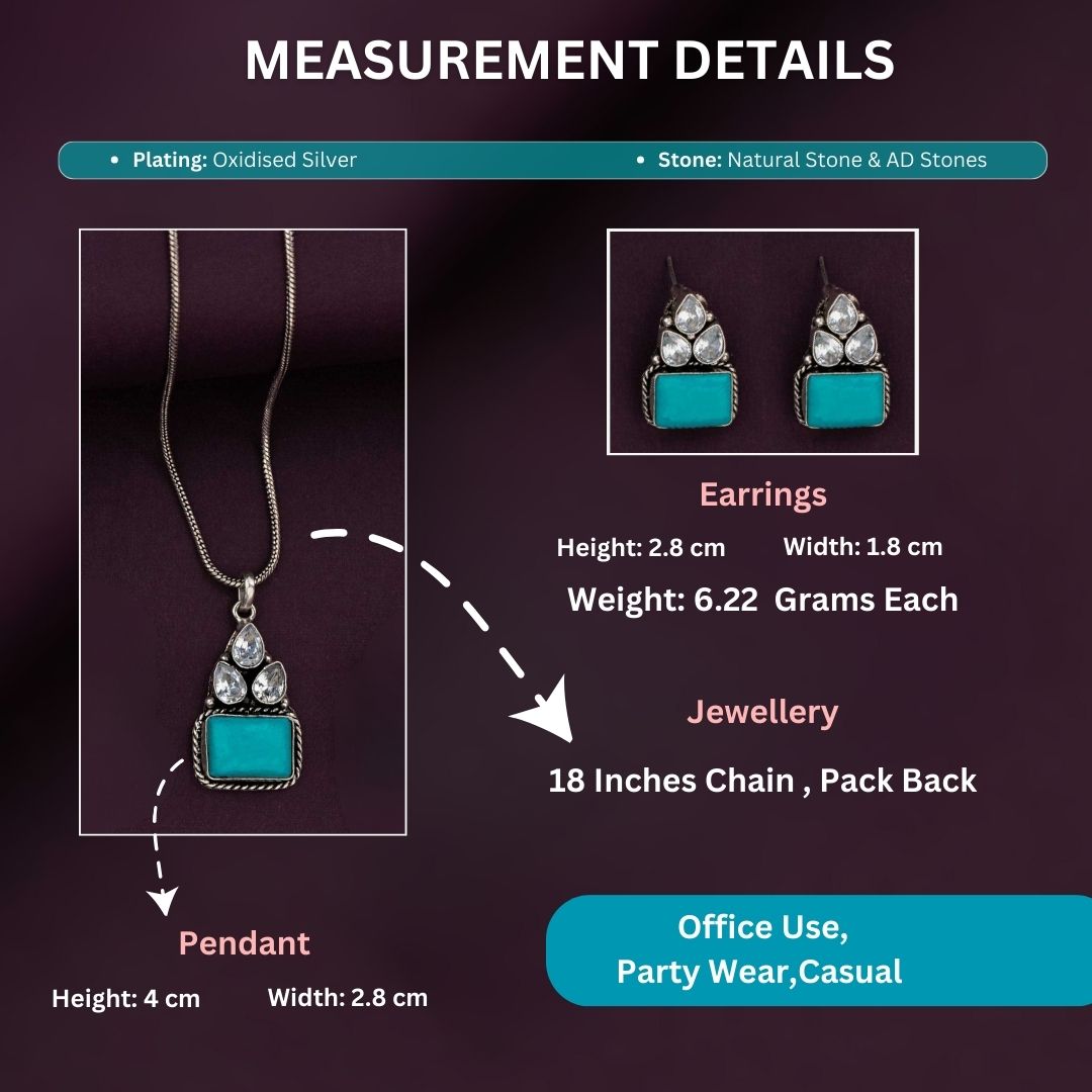 Oxidised Silver Jewellery Set Measurement Image - Sasitrends





