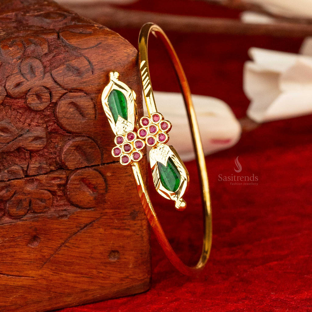 24K Micro Gold Plated Brass Bracelet by Sasitrends - Nagapadam Design