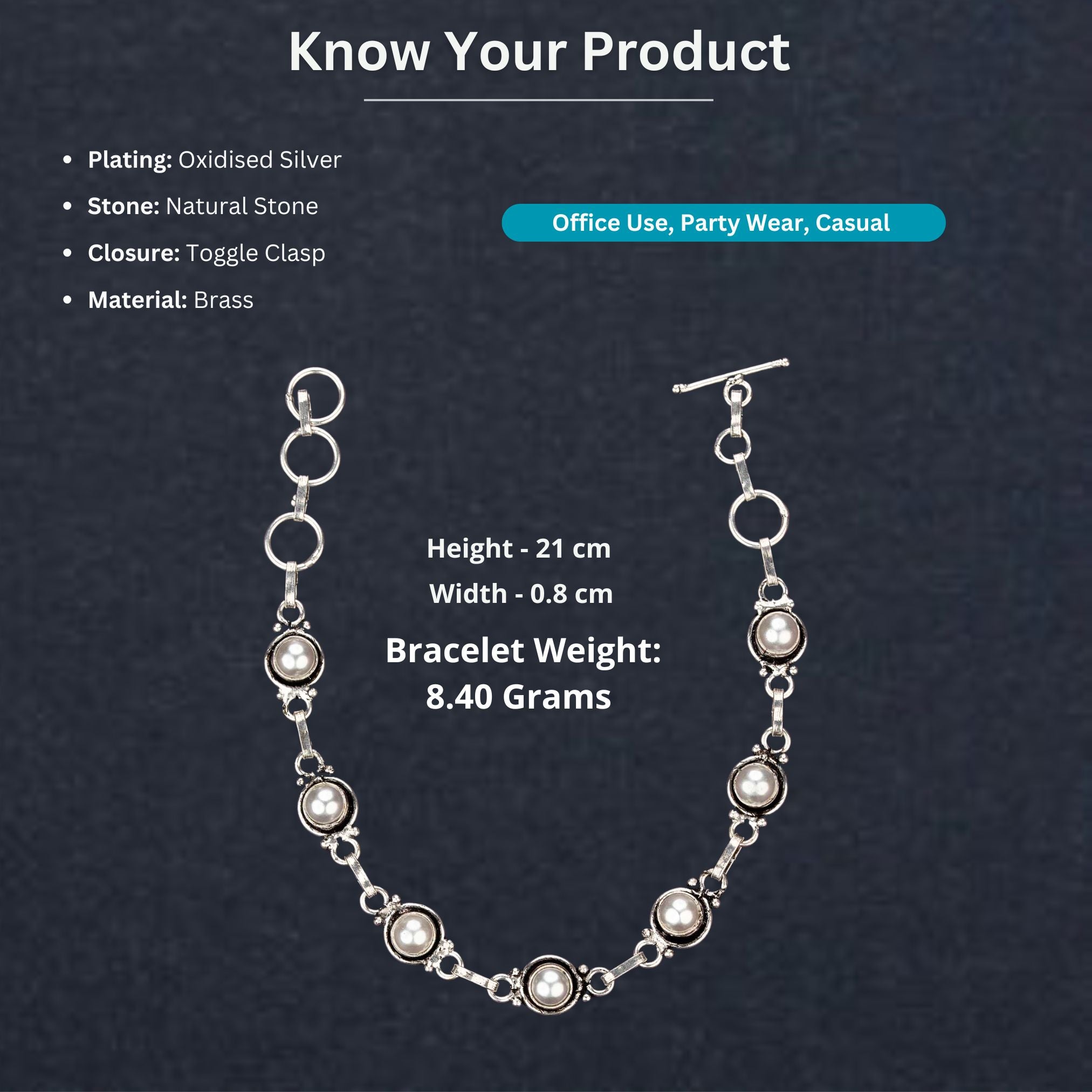 Oxidised Silver Bracelets Measurement Image - Sasitrends





