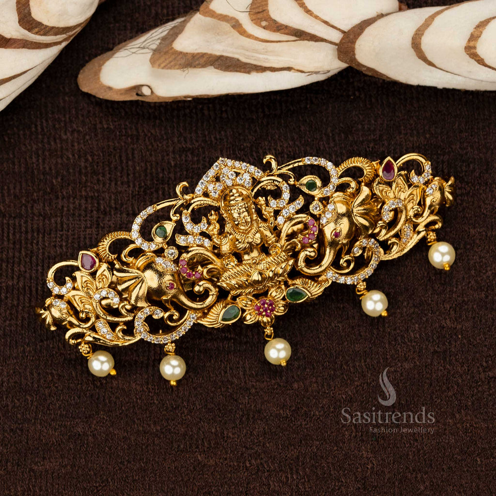 Bridal Hair Clip with AD Stones and Matte Gold Finish - Sasitrends