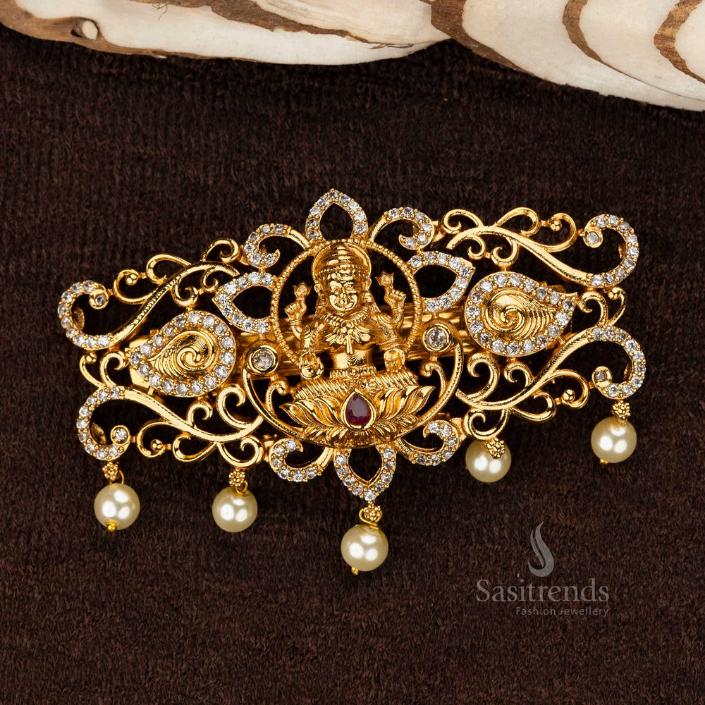 White Ruby Lakshmi Hair Clip with Floral and Paisley Design - Sasitrends