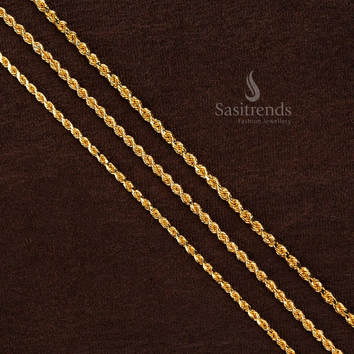 Graceful twisted rope chain in 1-gram micro gold plating, crafted for minimalist and stylish appeal - Sasitrends