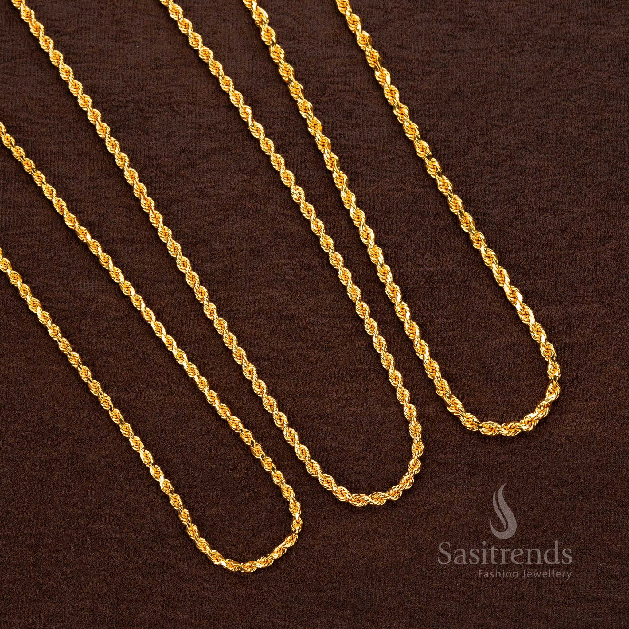 Beautiful twisted rope chain with 1-gram micro gold plating, perfect for festive occasions and ceremonial wear - Sasitrends