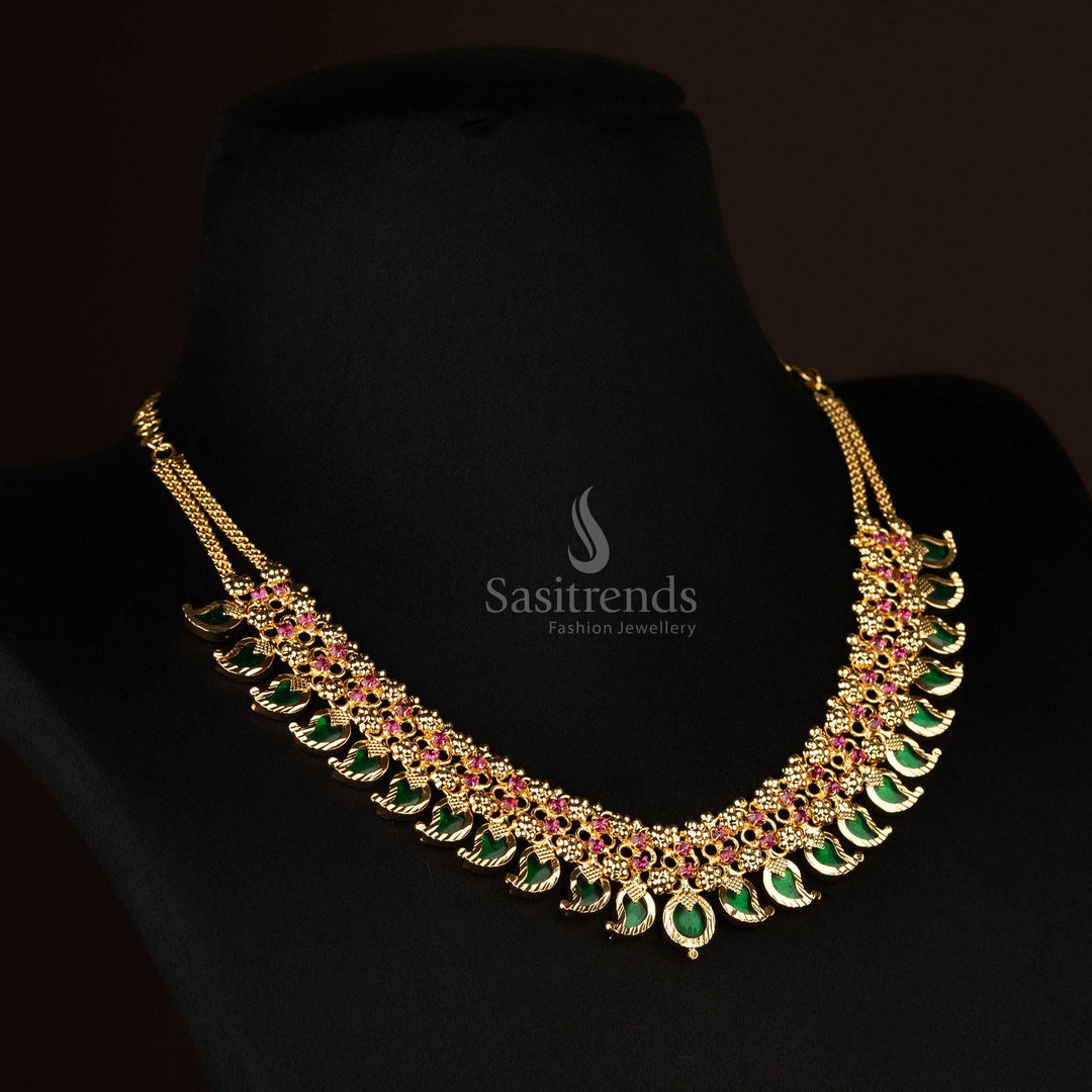 Elegant mango motif Palakka necklace for weddings and festive occasions - Sasitrends