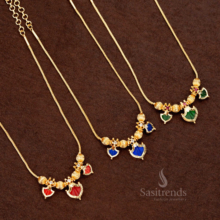 Temple wear micro gold plated Palakka necklace with AD stones, high-quality craftsmanship – Sasitrends