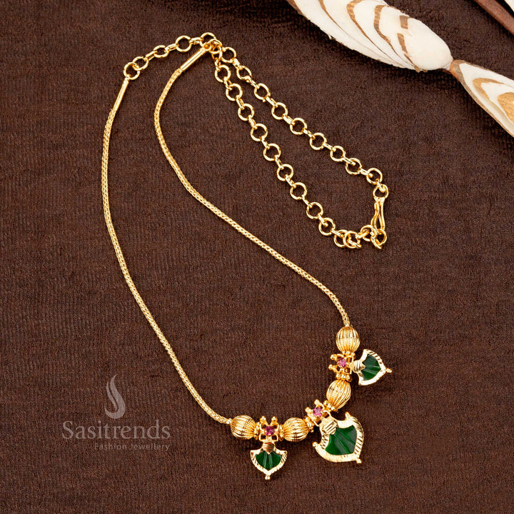 Temple wear micro gold plated Palakka necklace with AD stones, high-quality craftsmanship – Sasitrends