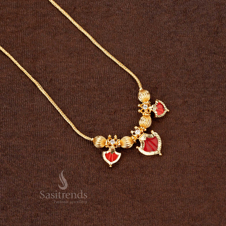 Stunning Kerala-style AD stone Palakka necklace with traditional beaded chain – Sasitrends