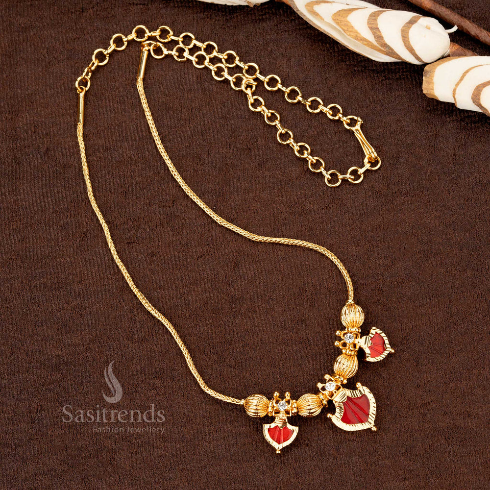 Kerala-style 24-carat pure gold plated Palakka necklace with AD stones – Sasitrends