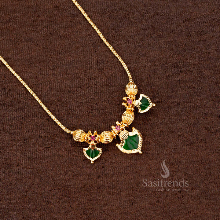 Kerala-style 24-carat pure gold plated Palakka necklace with AD stones – Sasitrends