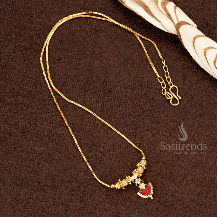 Splendor one gram micro gold plated red Palakka necklace beautifully crafted with ethnic-style balls - Sasitrends