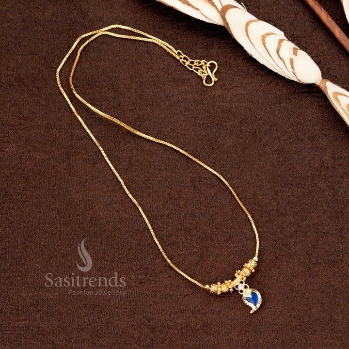 Micro gold plated blue mango necklace for festive wear - Sasitrends