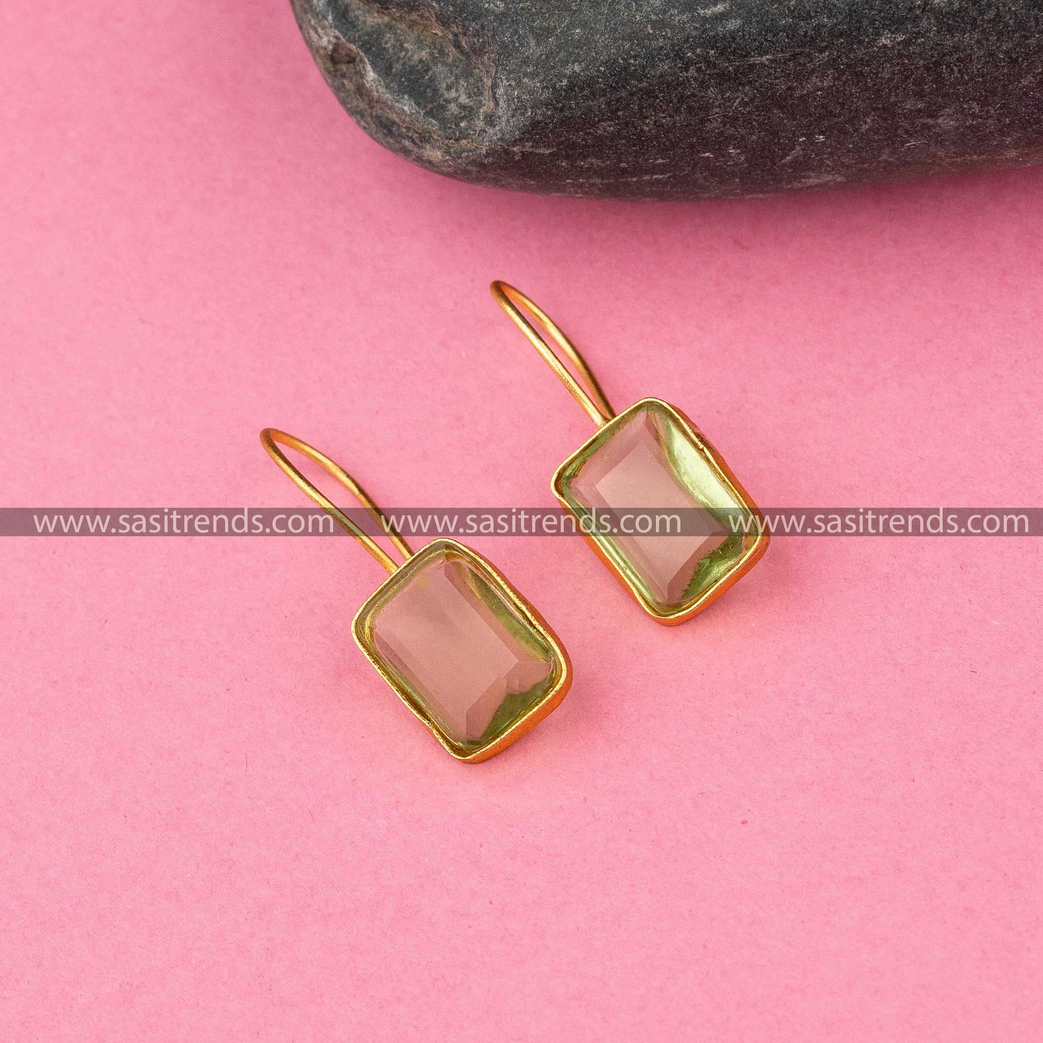 Trendy Lemon Yellow Monalisa Stone Gold Plated Earrings Sasitrends Online