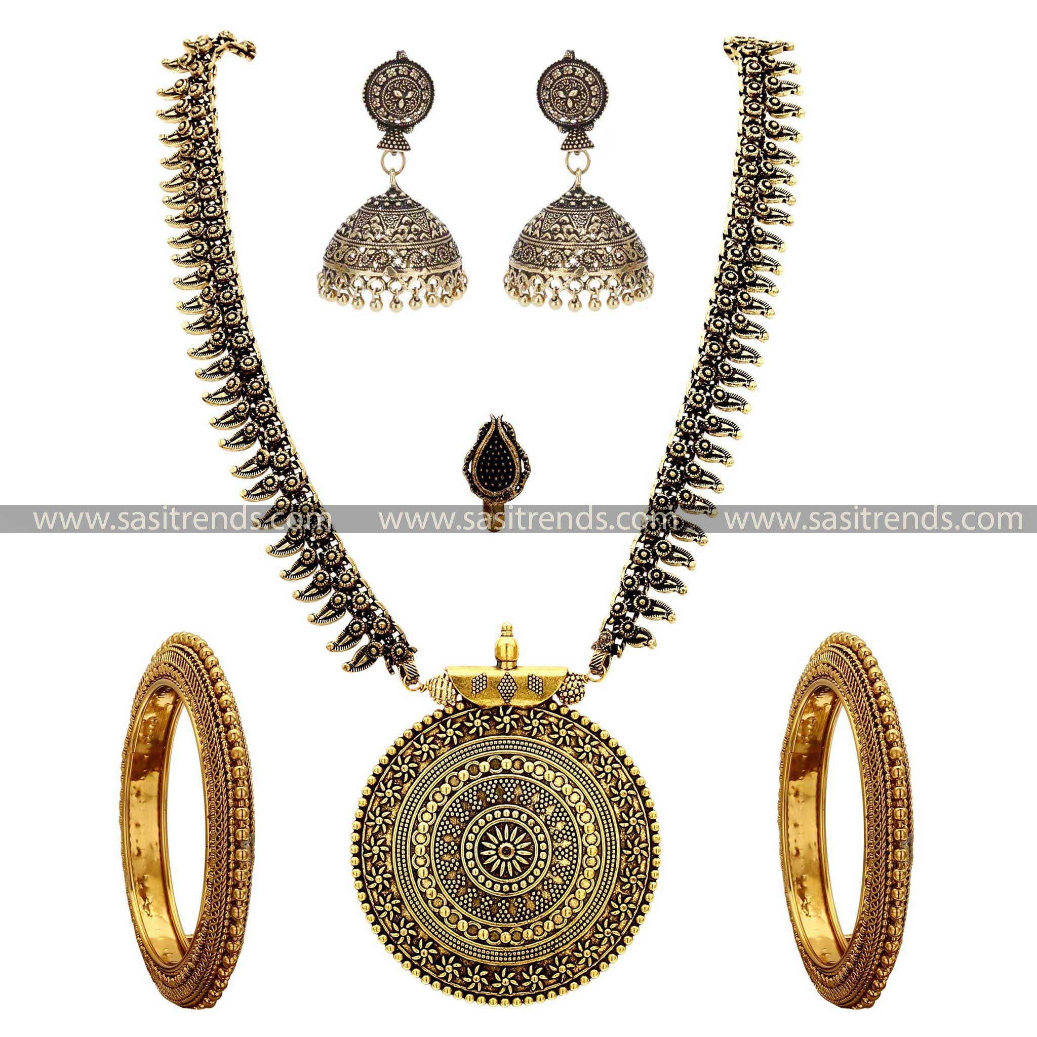 Sasitrends Full Combo Niranjana Chakra Pendant Oxidised Jewellery Set - Sasitrends